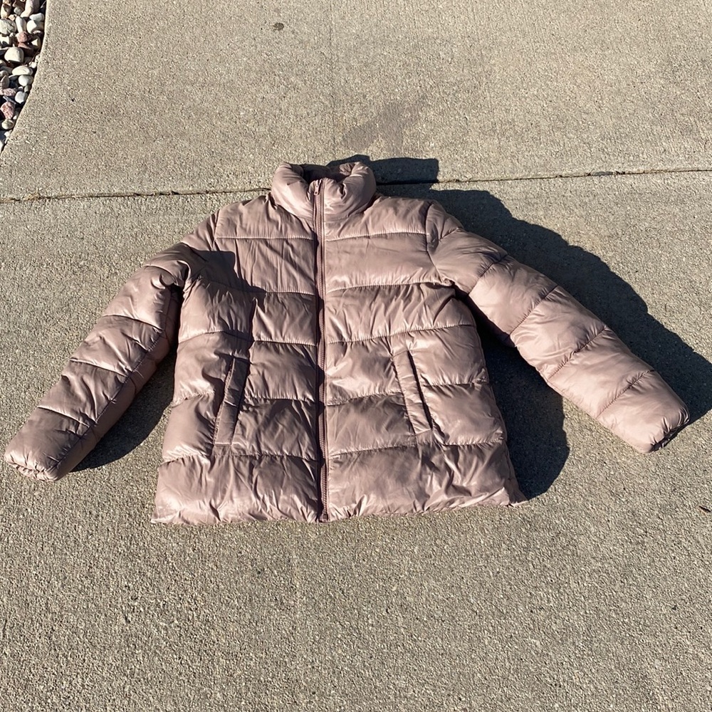 🌈 Old Navy Mauve Fleece Lined Puffer Jacket - Women’s L Petite